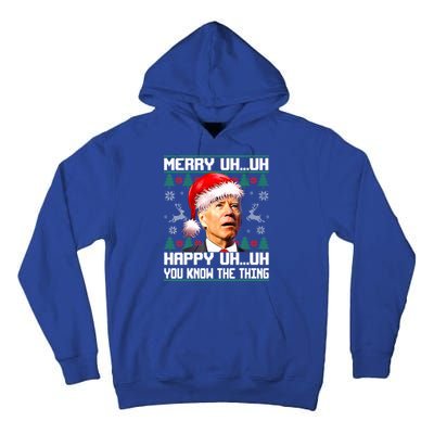 Funny Santa Joe Biden Merry Uh Uh Christmas Ugly Sweater Tall Hoodie