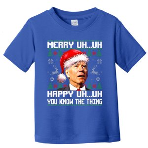 Funny Santa Joe Biden Merry Uh Uh Christmas Ugly Sweater Toddler T-Shirt