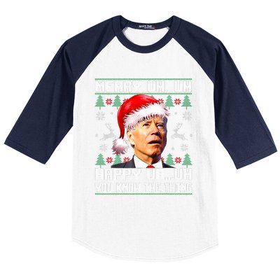 Funny Santa Joe Biden Merry Uh Uh Christmas Ugly Sweater Baseball Sleeve Shirt