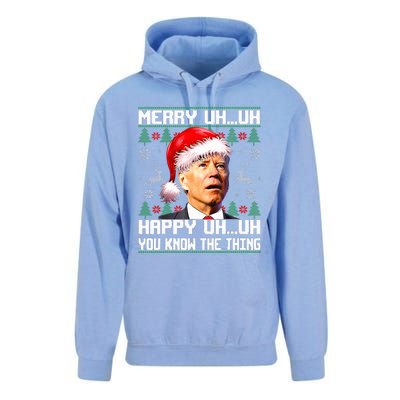 Funny Santa Joe Biden Merry Uh Uh Christmas Ugly Sweater Unisex Surf Hoodie