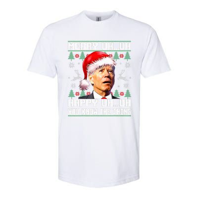 Funny Santa Joe Biden Merry Uh Uh Christmas Ugly Sweater Softstyle CVC T-Shirt