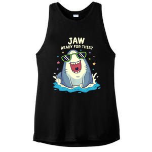 Funny Shark Jaw Ready For This Funny Shark Pun Ladies PosiCharge Tri-Blend Wicking Tank