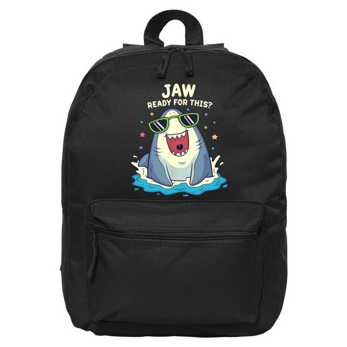 Funny Shark Jaw Ready For This Funny Shark Pun 16 in Basic Backpack