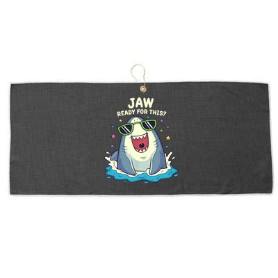 Funny Shark Jaw Ready For This Funny Shark Pun Large Microfiber Waffle Golf Towel