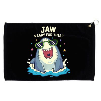 Funny Shark Jaw Ready For This Funny Shark Pun Grommeted Golf Towel