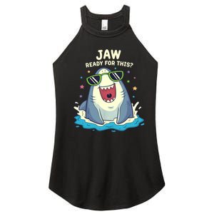 Funny Shark Jaw Ready For This Funny Shark Pun Women's Perfect Tri Rocker Tank