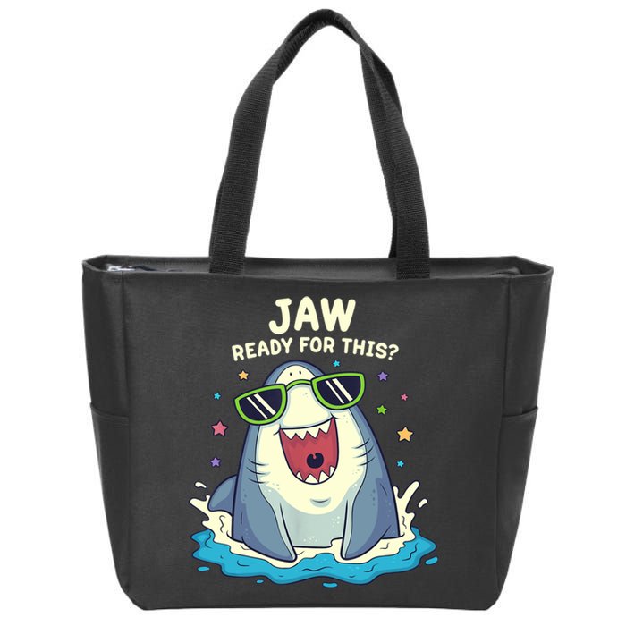 Funny Shark Jaw Ready For This Funny Shark Pun Zip Tote Bag