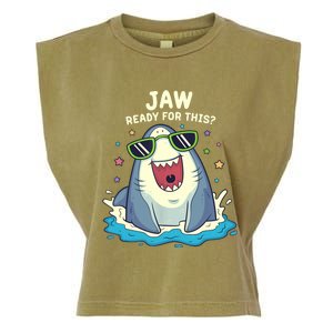 Funny Shark Jaw Ready For This Funny Shark Pun Garment-Dyed Women's Muscle Tee