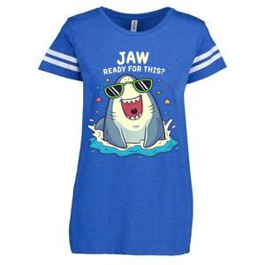 Funny Shark Jaw Ready For This Funny Shark Pun Enza Ladies Jersey Football T-Shirt