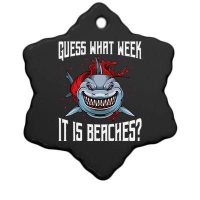 Funny Shark Joke Guess What Week It Is Sarcastic Party Beach Ceramic Star Ornament