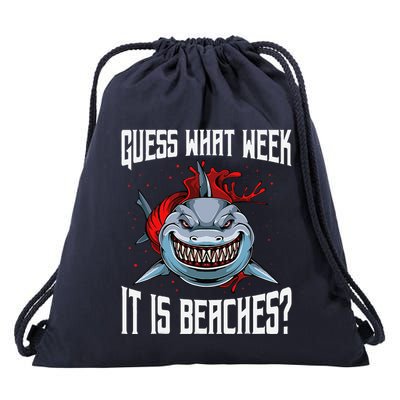 Funny Shark Joke Guess What Week It Is Sarcastic Party Beach Drawstring Bag