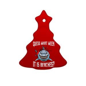 Funny Shark Joke Guess What Week It Is Sarcastic Party Beach Ceramic Tree Ornament