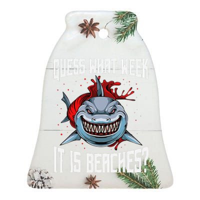 Funny Shark Joke Guess What Week It Is Sarcastic Party Beach Ceramic Bell Ornament