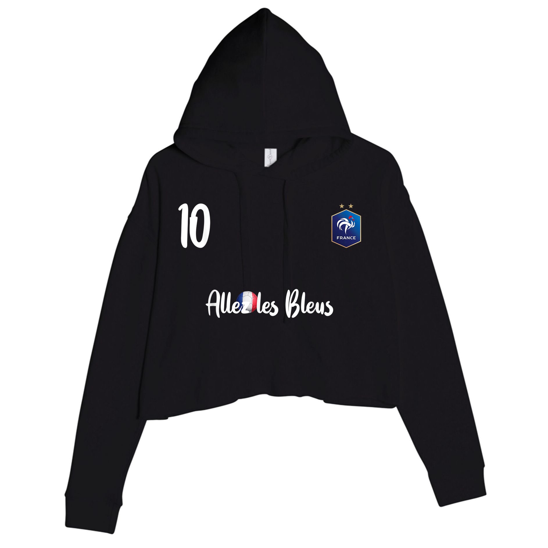 France Soccer Jersey France Football alles les bleus Crop Fleece Hoodie