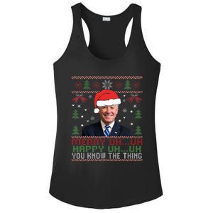 Funny Santa Joe Biden Merry Uh Uh Christmas Ugly Ladies PosiCharge Competitor Racerback Tank