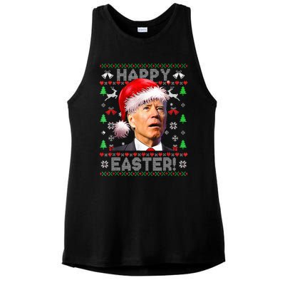 Funny Santa Joe Biden Happy Easter Ugly Christmas  Ladies PosiCharge Tri-Blend Wicking Tank