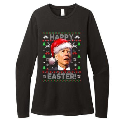 Funny Santa Joe Biden Happy Easter Ugly Christmas  Womens CVC Long Sleeve Shirt