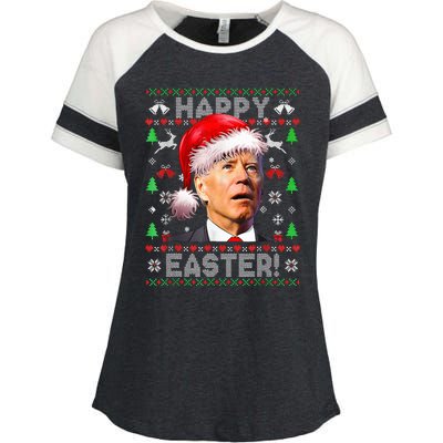 Funny Santa Joe Biden Happy Easter Ugly Christmas  Enza Ladies Jersey Colorblock Tee