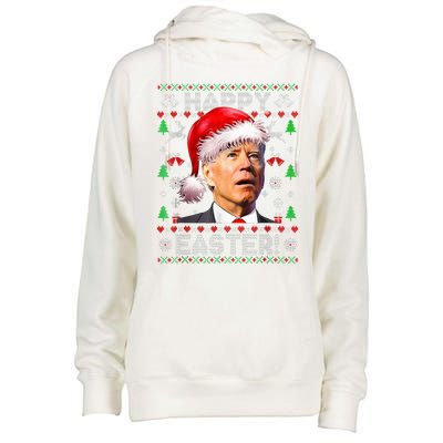 Funny Santa Joe Biden Happy Easter Ugly Christmas  Womens Funnel Neck Pullover Hood