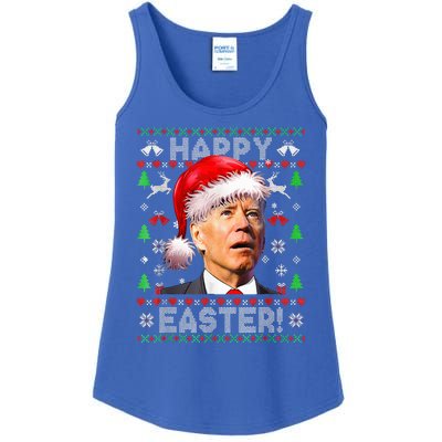 Funny Santa Joe Biden Happy Easter Ugly Christmas  Ladies Essential Tank