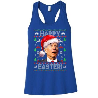 Funny Santa Joe Biden Happy Easter Ugly Christmas  Women's Racerback Tank