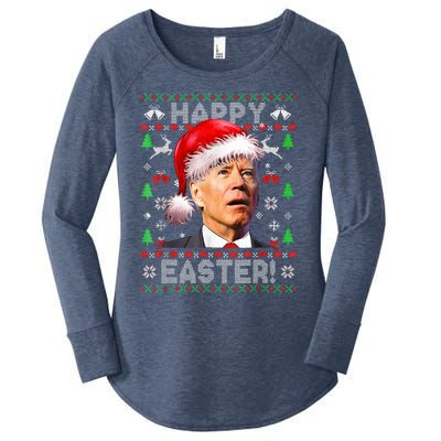 Funny Santa Joe Biden Happy Easter Ugly Christmas  Women's Perfect Tri Tunic Long Sleeve Shirt