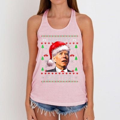 Funny Santa Joe Biden Happy Easter Ugly Christmas  Women's Knotted Racerback Tank