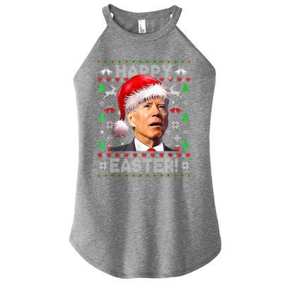 Funny Santa Joe Biden Happy Easter Ugly Christmas  Women's Perfect Tri Rocker Tank