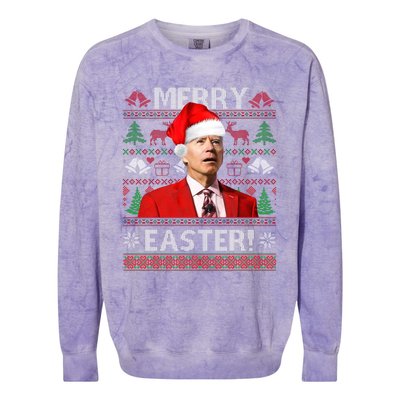 Funny Santa Joe Biden Merry Easter Ugly Christmas Colorblast Crewneck Sweatshirt