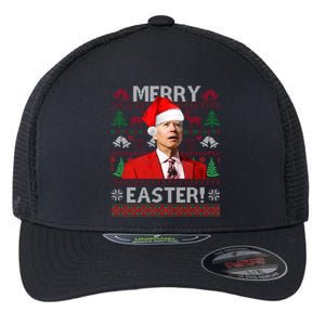 Funny Santa Joe Biden Merry Easter Ugly Christmas Flexfit Unipanel Trucker Cap