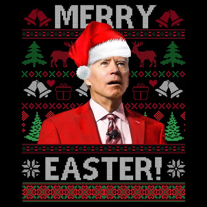 Funny Santa Joe Biden Merry Easter Ugly Christmas Drawstring Bag