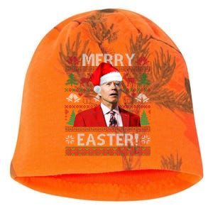 Funny Santa Joe Biden Merry Easter Ugly Christmas Kati - Camo Knit Beanie