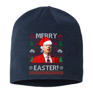 Funny Santa Joe Biden Merry Easter Ugly Christmas Sustainable Beanie