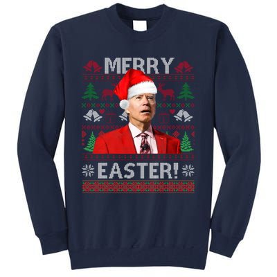 Funny Santa Joe Biden Merry Easter Ugly Christmas Tall Sweatshirt