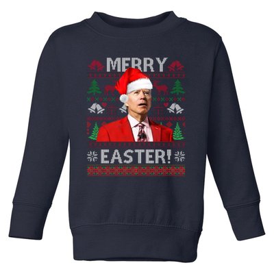 Funny Santa Joe Biden Merry Easter Ugly Christmas Toddler Sweatshirt