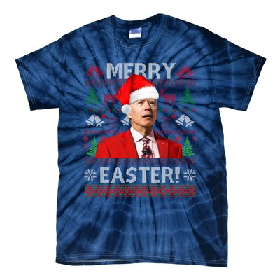 Funny Santa Joe Biden Merry Easter Ugly Christmas Tie-Dye T-Shirt