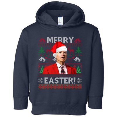 Funny Santa Joe Biden Merry Easter Ugly Christmas Toddler Hoodie