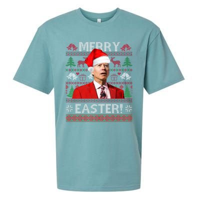 Funny Santa Joe Biden Merry Easter Ugly Christmas Sueded Cloud Jersey T-Shirt