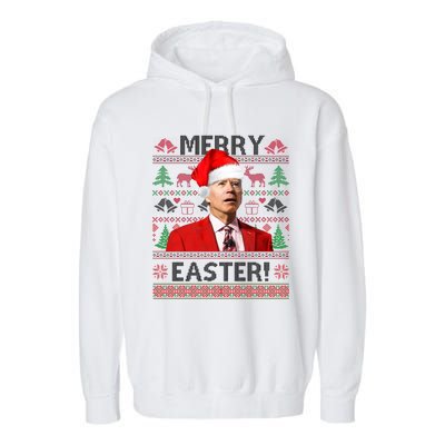 Funny Santa Joe Biden Merry Easter Ugly Christmas Garment-Dyed Fleece Hoodie