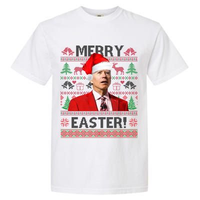 Funny Santa Joe Biden Merry Easter Ugly Christmas Garment-Dyed Heavyweight T-Shirt