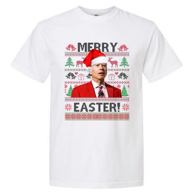 Funny Santa Joe Biden Merry Easter Ugly Christmas Garment-Dyed Heavyweight T-Shirt