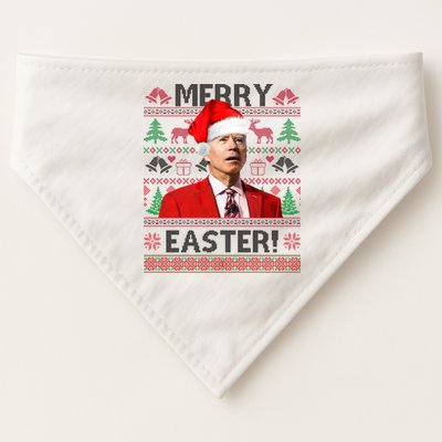 Funny Santa Joe Biden Merry Easter Ugly Christmas USA-Made Doggie Bandana