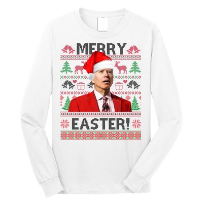 Funny Santa Joe Biden Merry Easter Ugly Christmas Long Sleeve Shirt