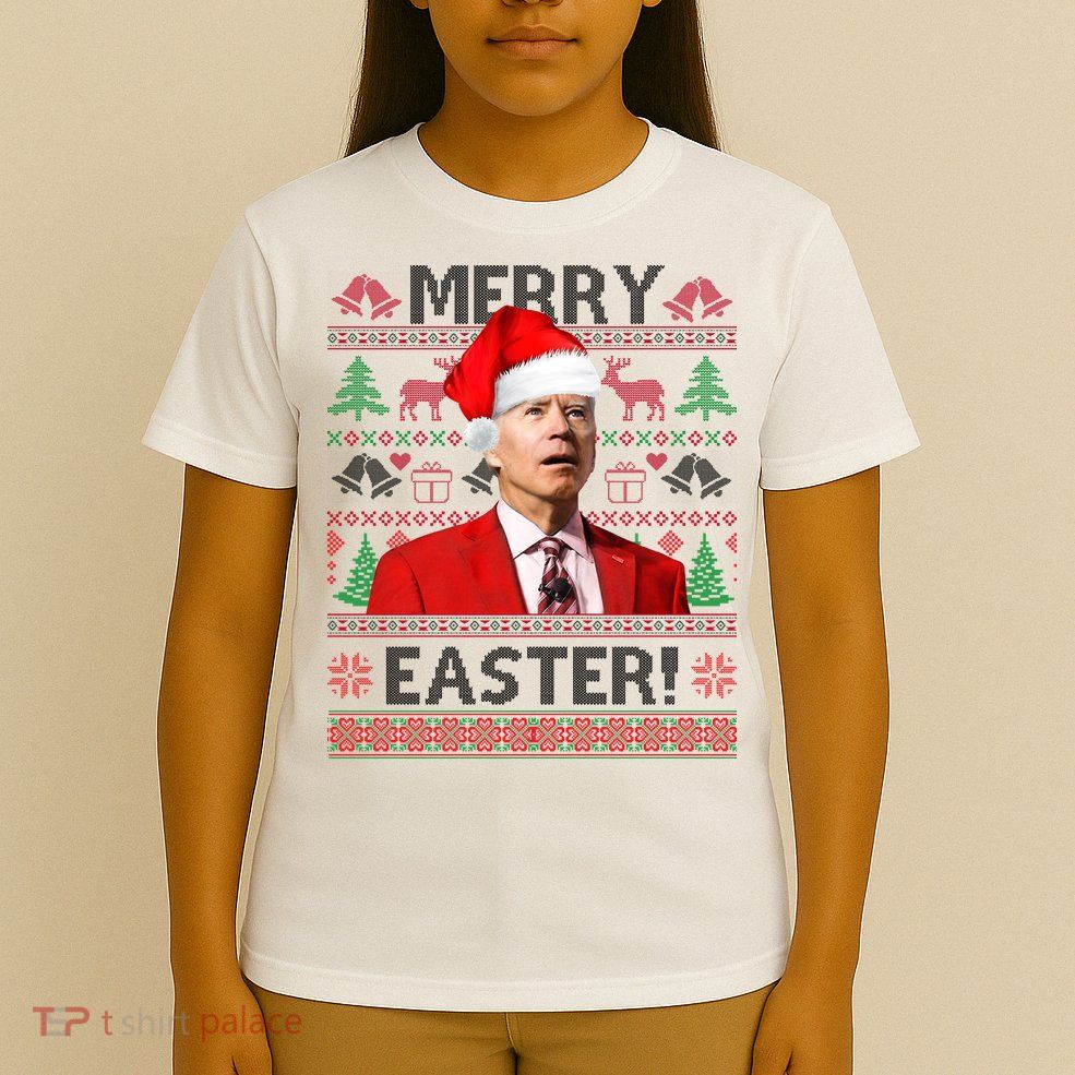 Funny Santa Joe Biden Merry Easter Ugly Christmas T-Shirt