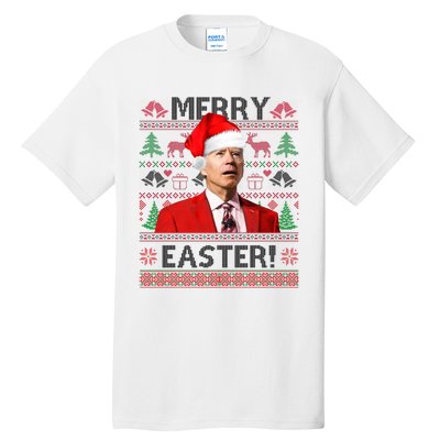 Funny Santa Joe Biden Merry Easter Ugly Christmas Tall T-Shirt