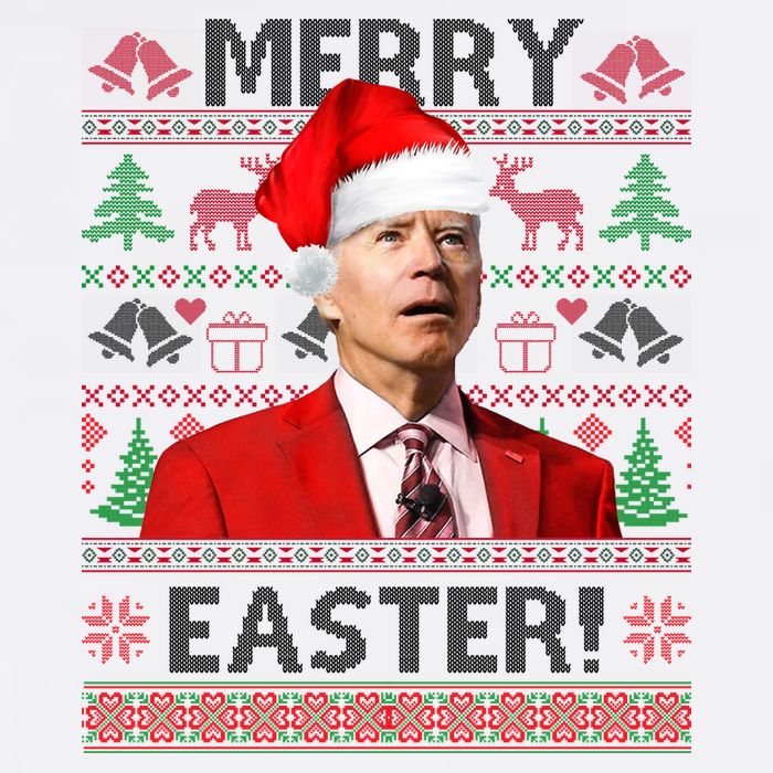 Funny Santa Joe Biden Merry Easter Ugly Christmas Tall T-Shirt