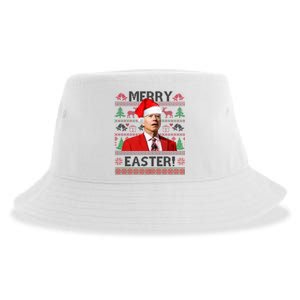 Funny Santa Joe Biden Merry Easter Ugly Christmas Sustainable Bucket Hat