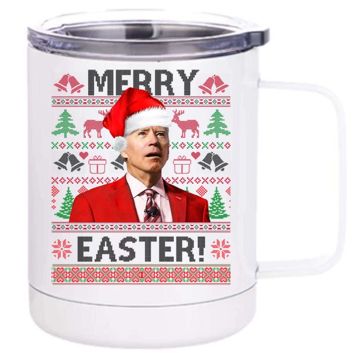 Funny Santa Joe Biden Merry Easter Ugly Christmas 12 oz Stainless Steel Tumbler Cup