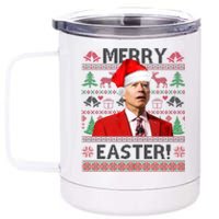 Funny Santa Joe Biden Merry Easter Ugly Christmas 12 oz Stainless Steel Tumbler Cup