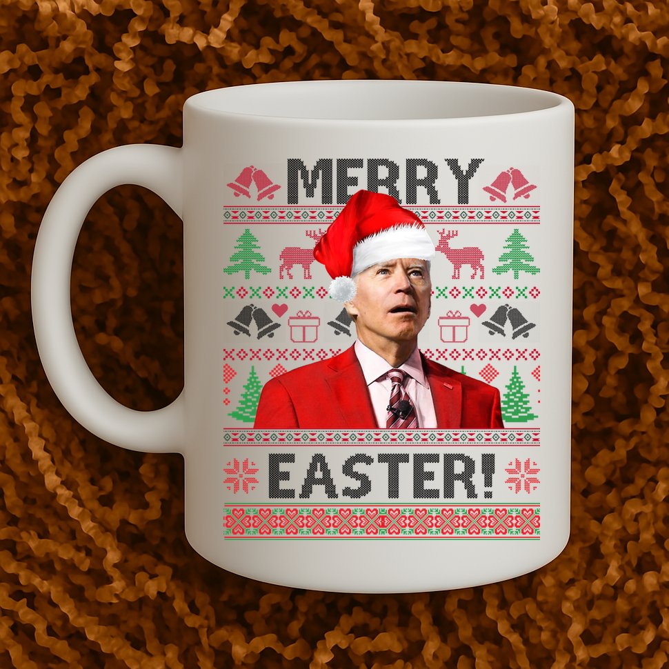 Funny Santa Joe Biden Merry Easter Ugly Christmas Mug